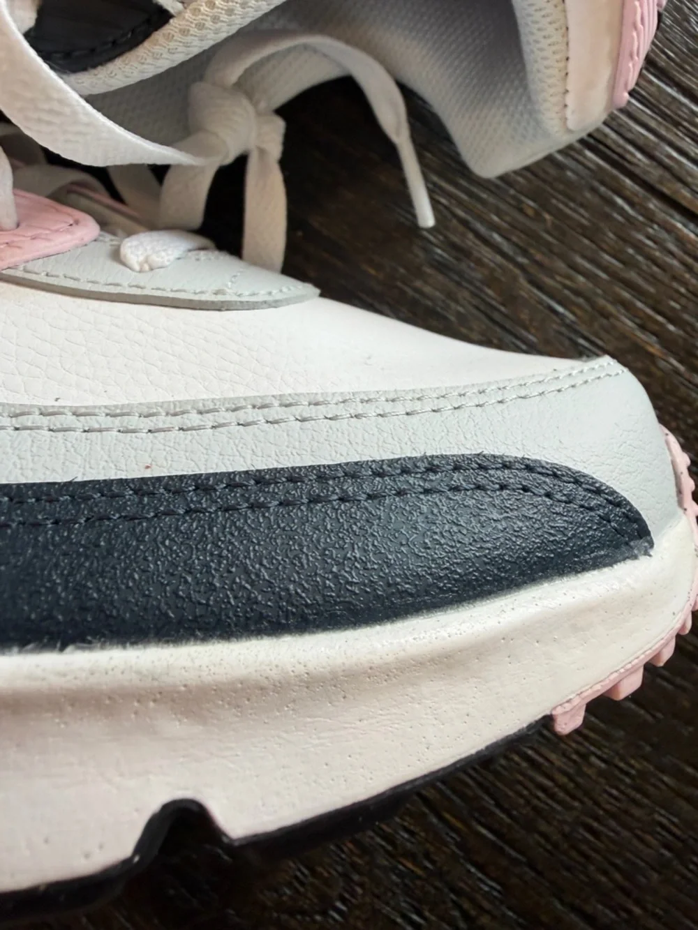 Nike Air Max 90 Shoes - White Pink Foam Armory Navy - size 6.5Y